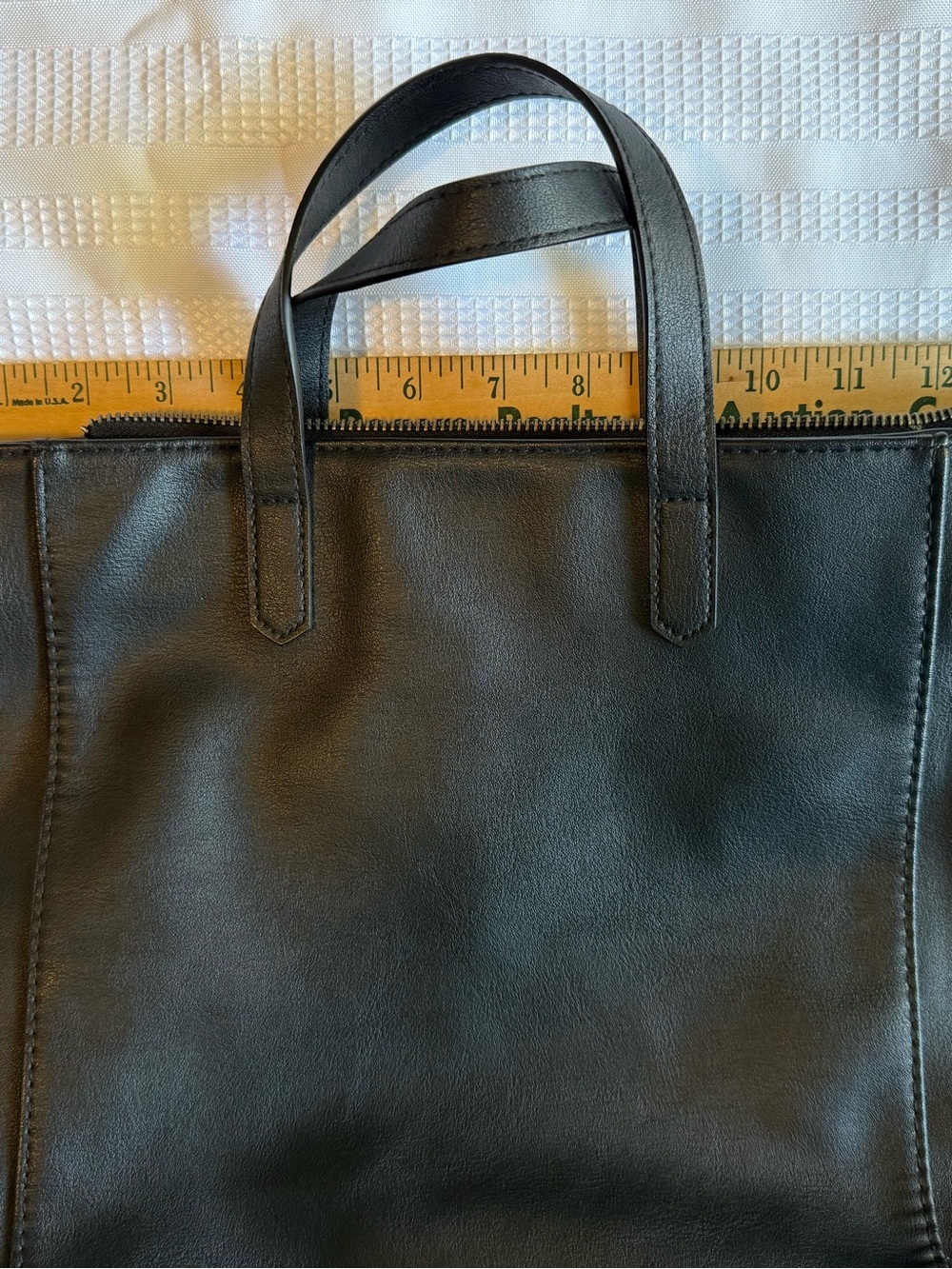 Universal Thread zippered Black Leather crossbody bag with canvas strap - Picture 4 of 8